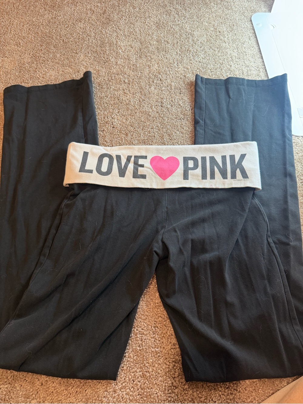 PINK Yoga Pants with Logo Waistband Vintage Foldover Yoga Pants Size Small